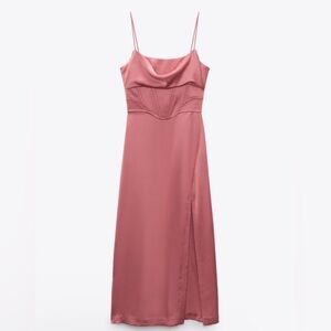 Zara Satin Corset Slip Dress w/ Slit